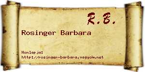 Rosinger Barbara névjegykártya